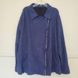 Bloomchic Biker Suede Jacket Womens 22-24 Blue Full Zip Long Sleeves